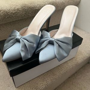 Edwina Light Blue Mule with Bow
